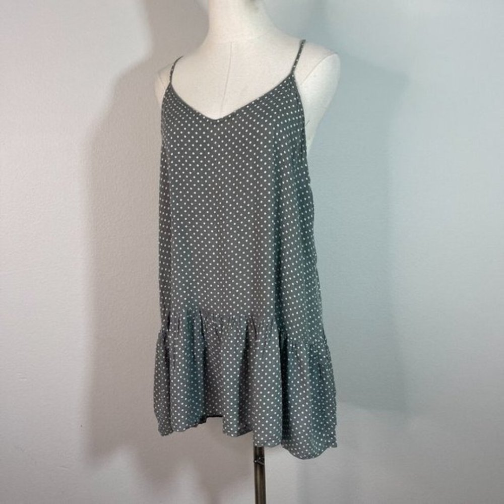 Acacia M Medium Tank Top Flowy Gray White Polka Dot M Medium